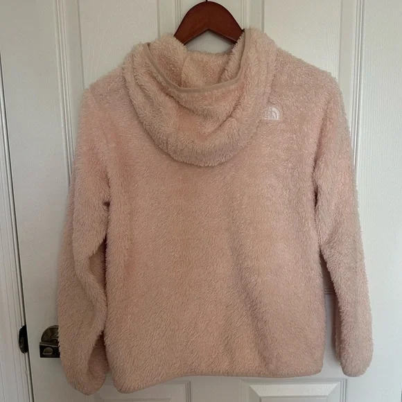 Girls Pink Fleece Hoodie Jacket L (14/16) The North Face Soft Plush - Picture 2 of 15